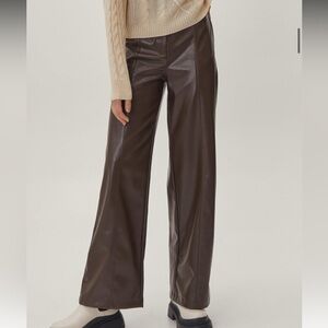 Nasty Gal Brown Faux Leather Pants